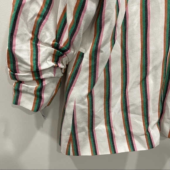 Halogen Colorful Stripe Ruched Sleeve Cotton Blend Blazer 2X One Button - Picture 10 of 12